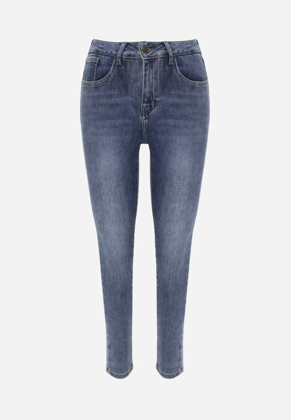 Niebieskie Jeansy Skinny Jeans z Bawełną z Elastyczną Gumką w Talii Finonas
