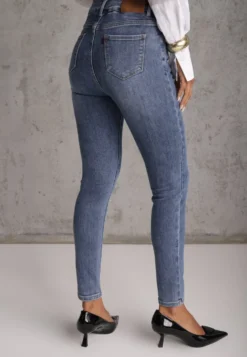 Niebieskie Jeansy Skinny Jeans z Bawełną z Elastyczną Gumką w Talii Finonas