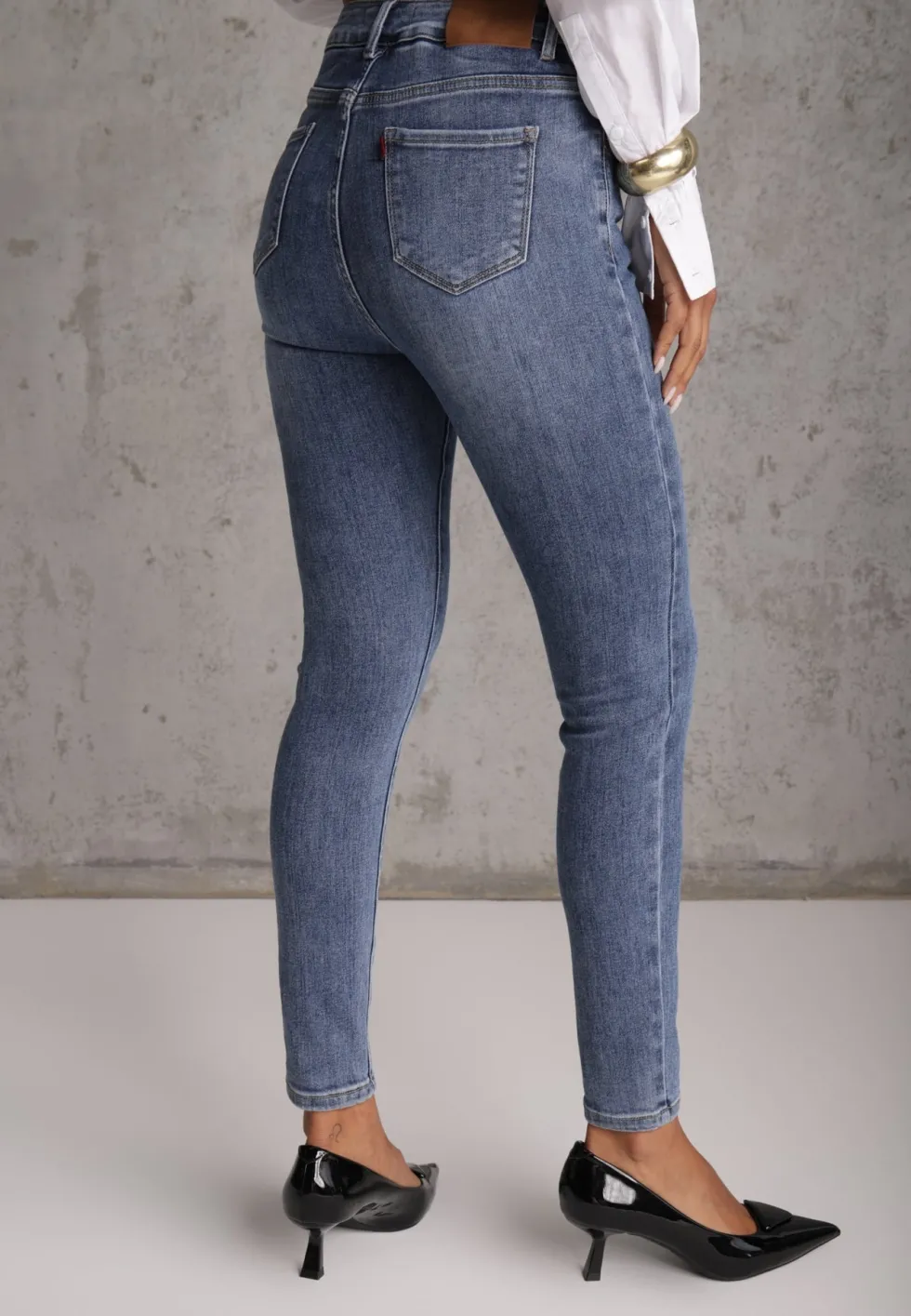 Niebieskie Jeansy Skinny Jeans z Bawełną z Elastyczną Gumką w Talii Finonas