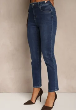 Niebieskie Jeansy Skinny Regular Waist z Dodatkiem Wiskozy Zenesia