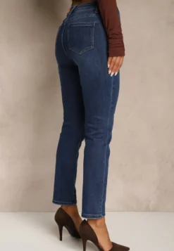 Niebieskie Jeansy Skinny Regular Waist z Dodatkiem Wiskozy Zenesia