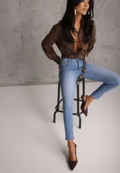 Niebieskie Jeansy Skinny z Bawełną Push-Up Erilessa
