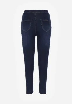 Niebieskie Jeansy Skinny z Postrzępionymi Krawędziami Janitha
