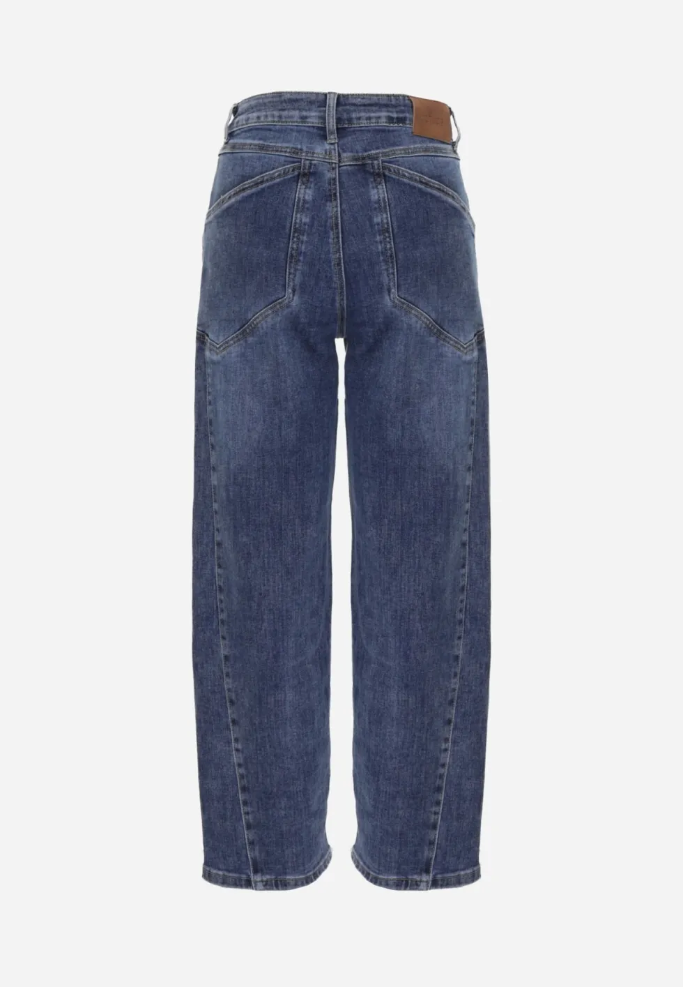 Niebieskie Jeansy Slouchy High Waist z Dużą Zawartością Bawełny i Geometrycznymi Kieszeniami Keney