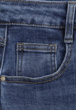 Niebieskie Jeansy Slouchy High Waist z Dużą Zawartością Bawełny i Geometrycznymi Kieszeniami Keney
