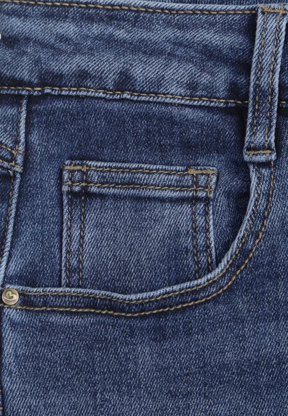Niebieskie Jeansy Slouchy High Waist z Dużą Zawartością Bawełny i Geometrycznymi Kieszeniami Keney
