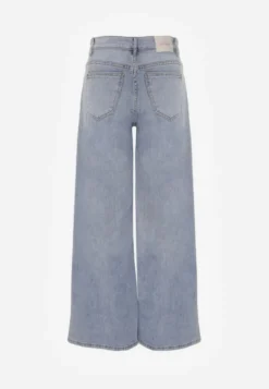 Niebieskie Jeansy Szerokie w Stylu Boho z Ozdobnym Nadrukiem na Nogawkach Endippe