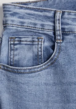 Niebieskie Jeansy Szerokie z Wytarciami High Waist Calale