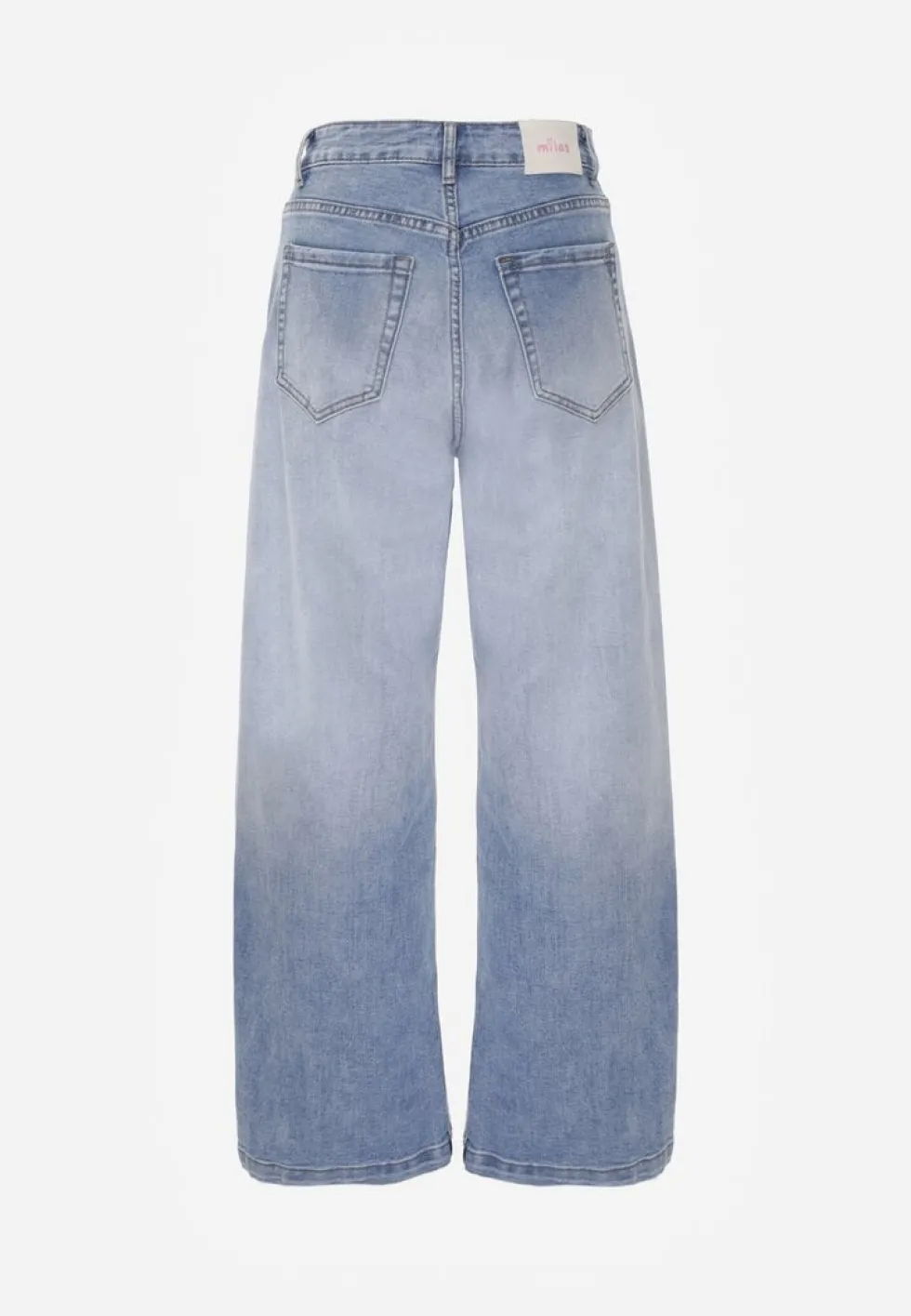 Niebieskie Jeansy Szerokie z Wytarciami High Waist Calale