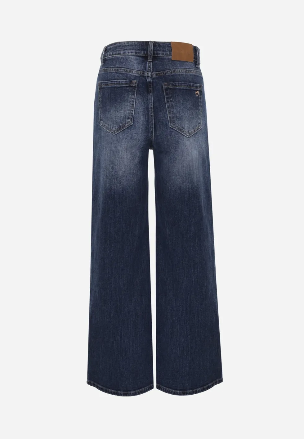 Niebieskie Jeansy Wide Leg High Waist z Bawełny Zdobione Przejaśnieniami Ineia