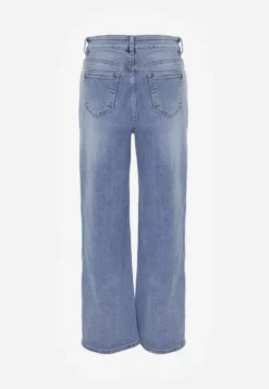 Niebieskie Jeansy Wide Leg High Waist z Elastycznego Denimu z Bawełną Jelimia