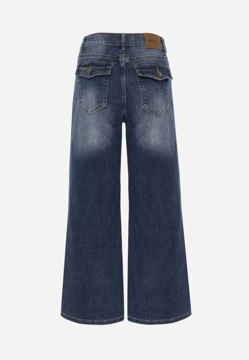 Niebieskie Jeansy Wide Leg Regular Waist z Kieszonkami z Klapami w Stylu Y2K Nirasa