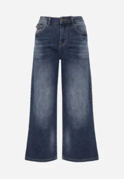 Niebieskie Jeansy Wide Leg Regular Waist z Kieszonkami z Klapami w Stylu Y2K Nirasa