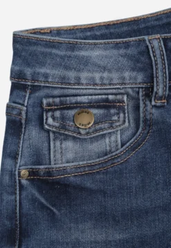 Niebieskie Jeansy Wide Leg Regular Waist z Kieszonkami z Klapami w Stylu Y2K Nirasa