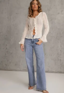 Niebieskie Jeansy Wide Leg Regular Waist z Bawełną i Dodatkiem Wiskozy Jeniemala