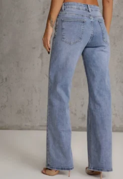 Niebieskie Jeansy Wide Leg Regular Waist z Bawełną i Dodatkiem Wiskozy Jeniemala
