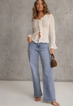 Niebieskie Jeansy Wide Leg Regular Waist z Bawełną i Dodatkiem Wiskozy Jeniemala
