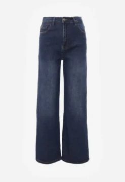 Niebieskie Jeansy Wide Leg Regular Waist z Bawełną i Domieszką Wiskozy Petocea
