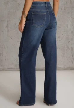 Niebieskie Jeansy Wide Leg Regular Waist z Bawełną i Domieszką Wiskozy Petocea
