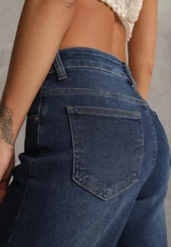 Niebieskie Jeansy Wide Leg Regular Waist z Bawełną i Domieszką Wiskozy Petocea