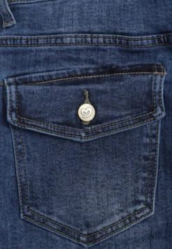 Niebieskie Jeansy Wide Leg z Bawełną Zdobione Kieszeniami Klapami z Tyłu Kalle