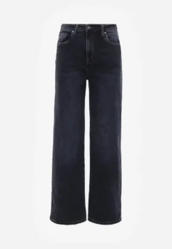 Niebieskie Jeansy z Bawełną o Kroju High Waist Straight Leg Rhaenithe