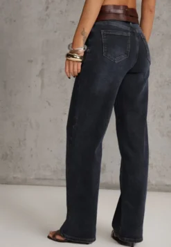 Niebieskie Jeansy z Bawełną o Kroju High Waist Straight Leg Rhaenithe
