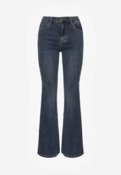 Niebieskie Jeansy z Domieszką Wiskozy o Kroju Flare High Waist Alendria