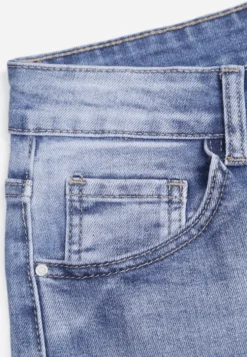 Niebieskie Klasyczne Jeansy Mom Fit High Waist z Bawełny Uhrlith