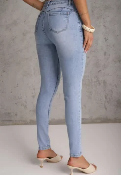 Niebieskie Modelujące Jeansy Skinny z Bawełną Simiel
