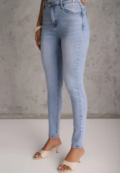 Niebieskie Modelujące Jeansy Skinny z Bawełną Simiel