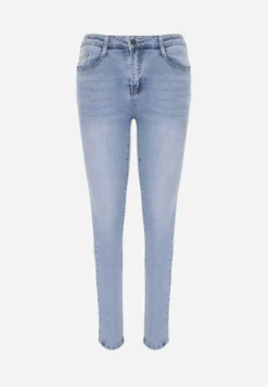 Niebieskie Modelujące Jeansy Skinny z Bawełną Simiel