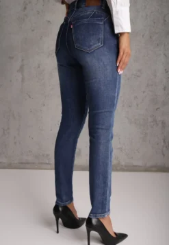 Niebieskie Modelujące Jeansy z Bawełną Skinny/Slim z Efektem Push-Up Orifia