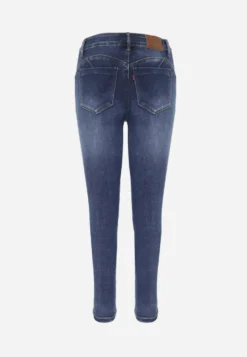 Niebieskie Modelujące Jeansy z Bawełną Skinny/Slim z Efektem Push-Up Orifia