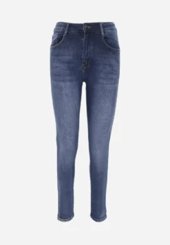 Niebieskie Modelujące Jeansy z Bawełną Skinny/Slim z Efektem Push-Up Orifia