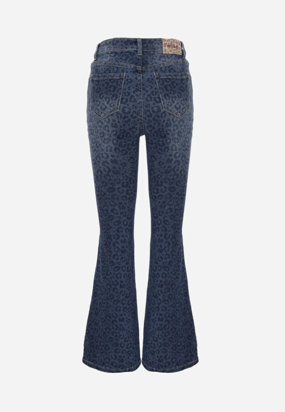 Niebieskie Panterkowe Jeansy Flare High Waist z Bawełną Kanyla