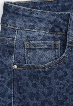 Niebieskie Panterkowe Jeansy Flare High Waist z Bawełną Kanyla