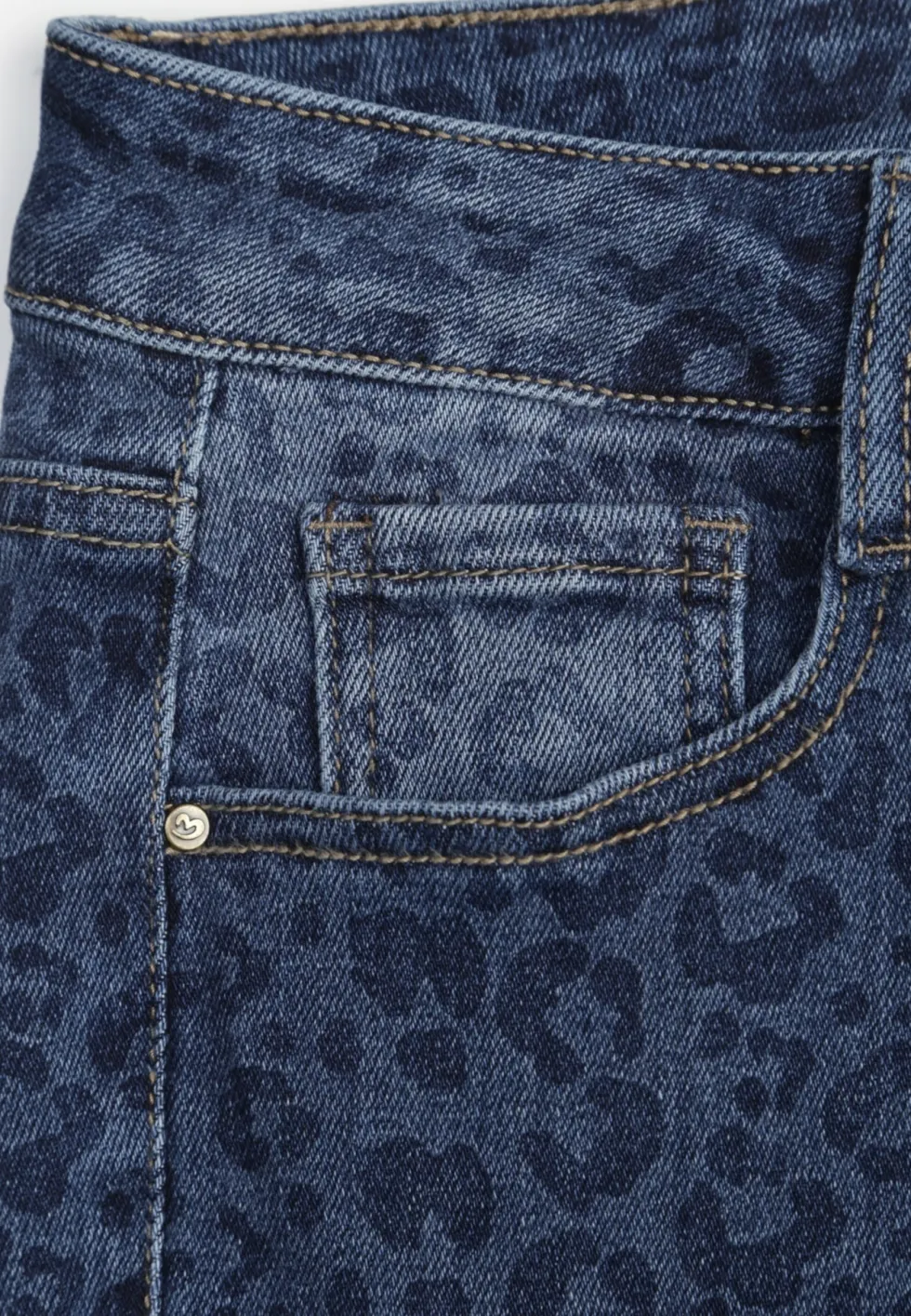 Niebieskie Panterkowe Jeansy Flare High Waist z Bawełną Kanyla
