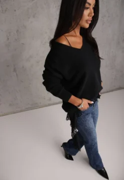 Niebieskie Panterkowe Jeansy Flare High Waist z Bawełną Kanyla