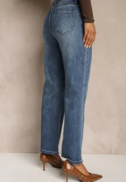 Niebieskie Proste Jeansy Regular Waist Fesalira