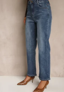 Niebieskie Proste Jeansy Regular Waist Fesalira