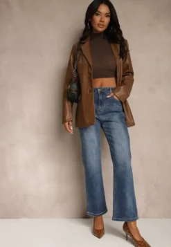 Niebieskie Proste Jeansy Regular Waist Fesalira