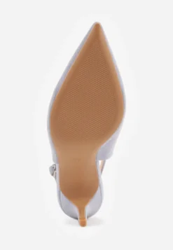 Niebieskie Sandały na Szpilce w Stylu Slingback Tarosie