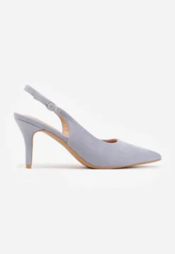 Niebieskie Sandały na Szpilce w Stylu Slingback Tarosie