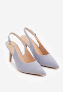 Niebieskie Sandały na Szpilce w Stylu Slingback Tarosie