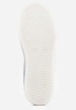 Niebieskie Sneakersy na Platformie z Denimu Nanore