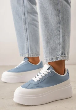 Niebieskie Sneakersy VICES na Platformie z Ozdobnym Noskiem Attis