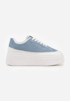Niebieskie Sneakersy VICES na Platformie z Ozdobnym Noskiem Attis
