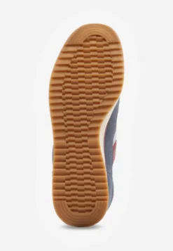 Niebieskie Sneakersy w Stylu Retro z Panelami z Imitacji Zamszu i Przeszyciami na Cholewce Scarfia