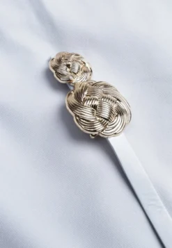 Niebieskie Spódnico-Szorty High Waist Ozdobione Metaliczną Aplikacją i Paskiem Retness